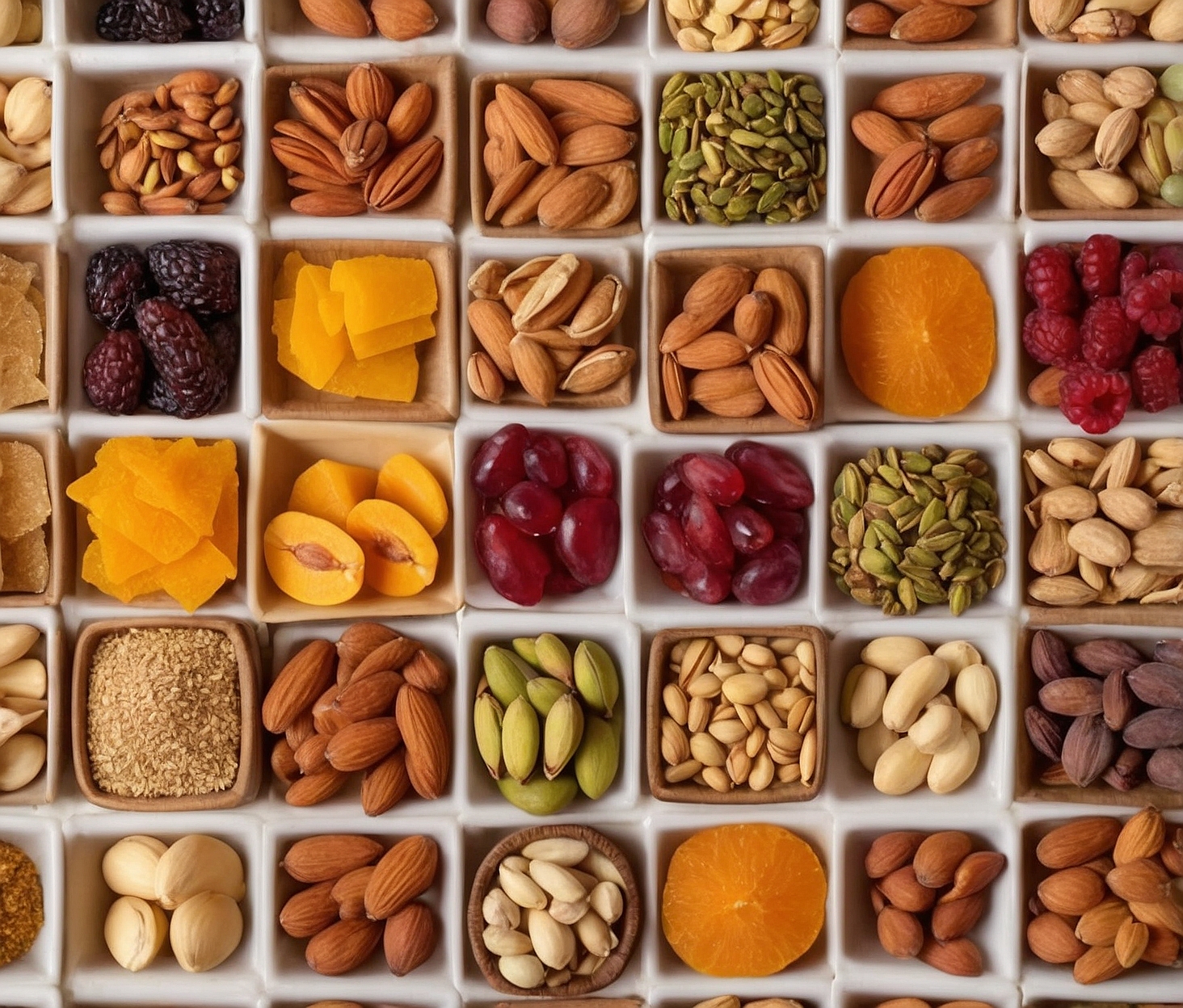 Variedad de almendras y especias