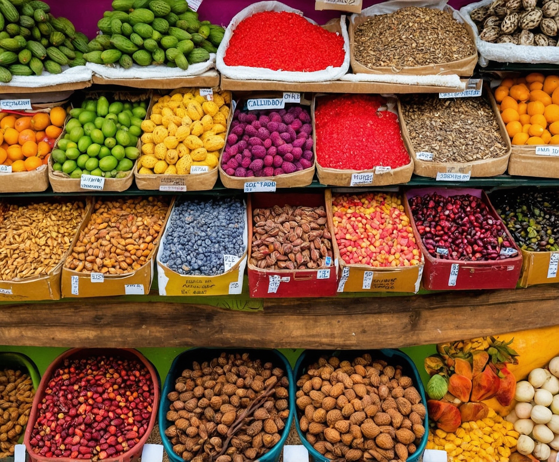 Frutos secos y especias saludables y deliciosos