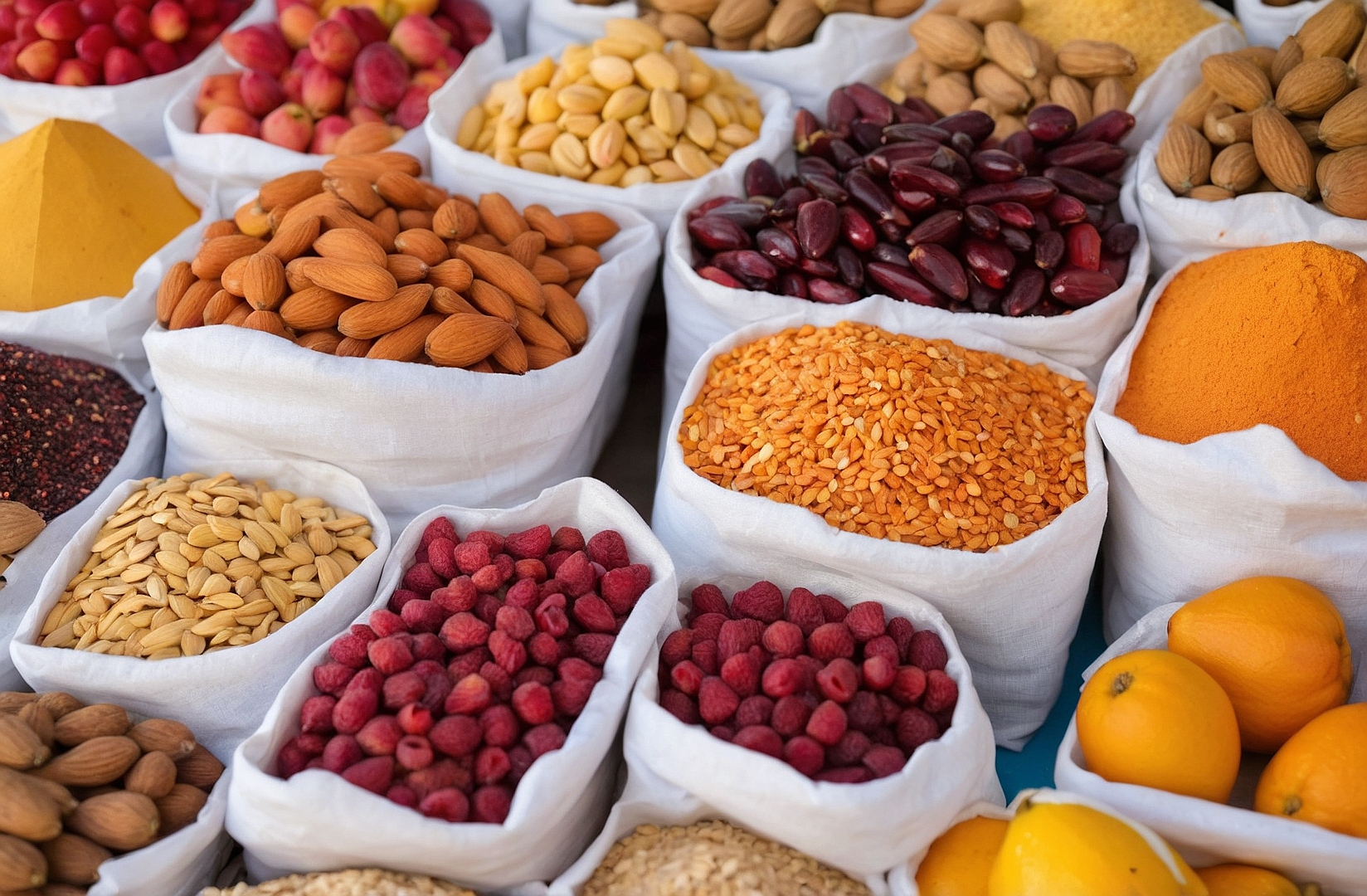 Selección de frutos secos en tarros